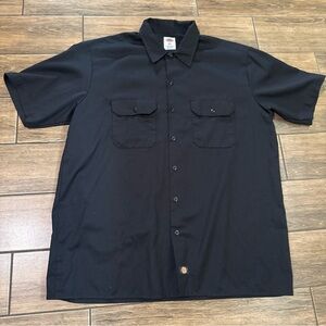 Dickies Men’s Short Sleeve Traditional Button-Up Work Shirt Black Size XL